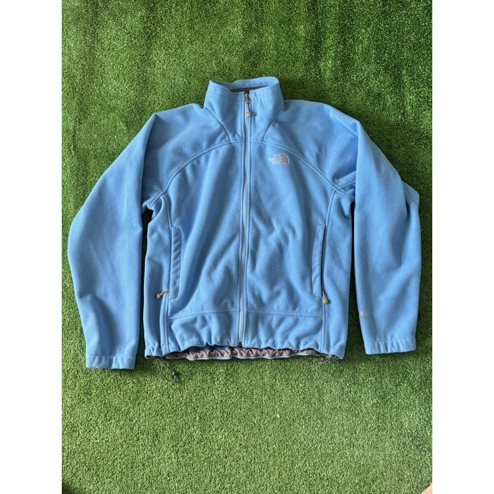 The North Face Womens Size Large Full Zip Windwall Fleece Jacket In Sky Blue